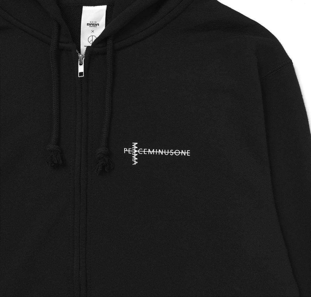 PEACEMINUSONE MAMA L フード付きジップアップ 黒 L