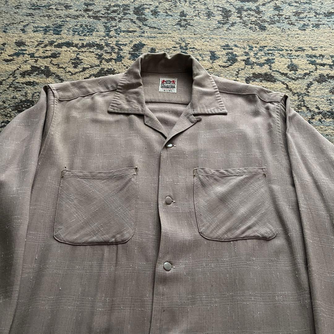 50s campus レーヨン ギャバジン シャツ カスリ ピンク ヴィンテージ