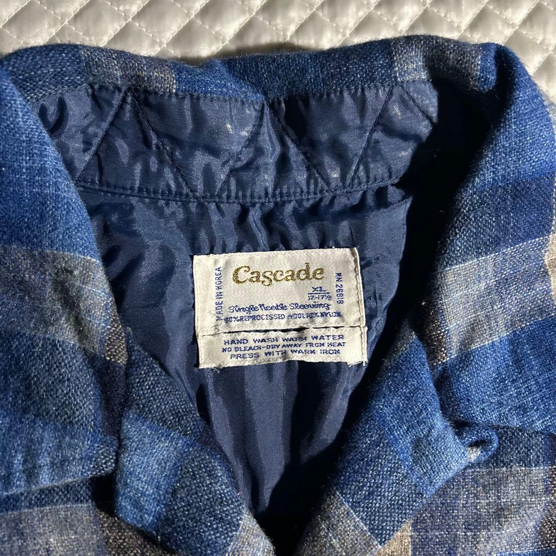 60s VINTAGE cascade ボードシャツ 開襟 オープンカラー 青 メンズ