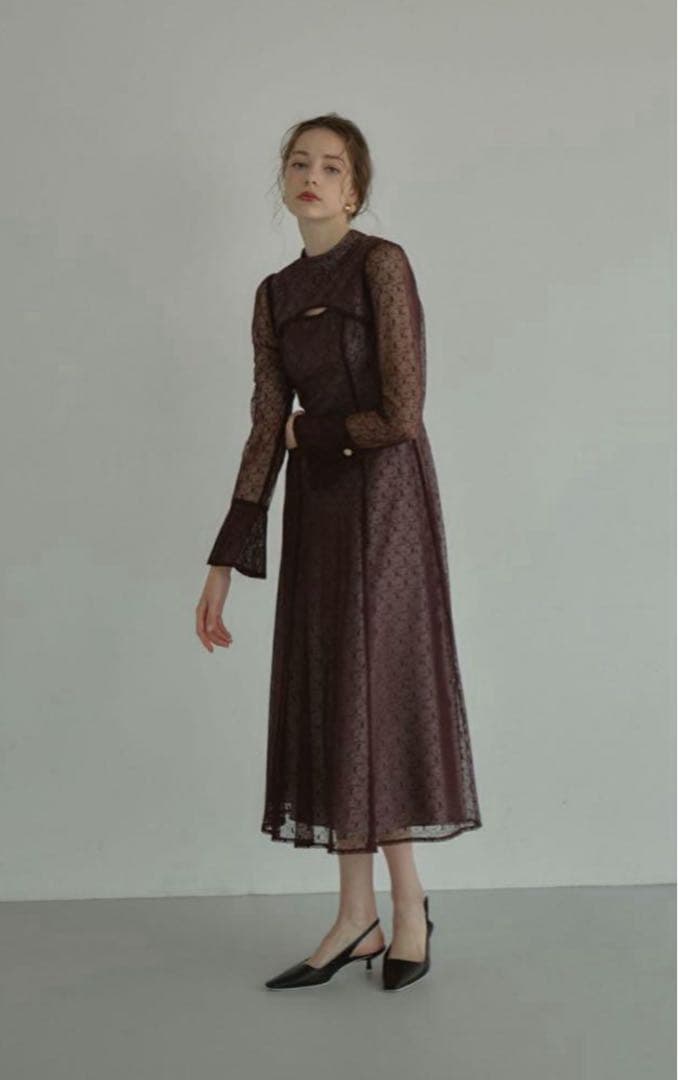 ANDRESD back open geometric dress ブラウン　S アンドレスド バックオープンジオメトリックドレス 結婚式 ドレス