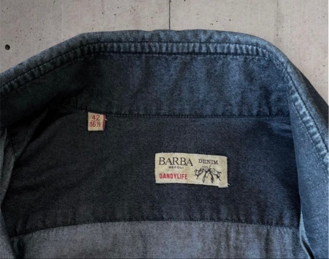 BARBA シャツ 42 ブラック デニム シャンブレー ダンガリー 黒 - メルカリ