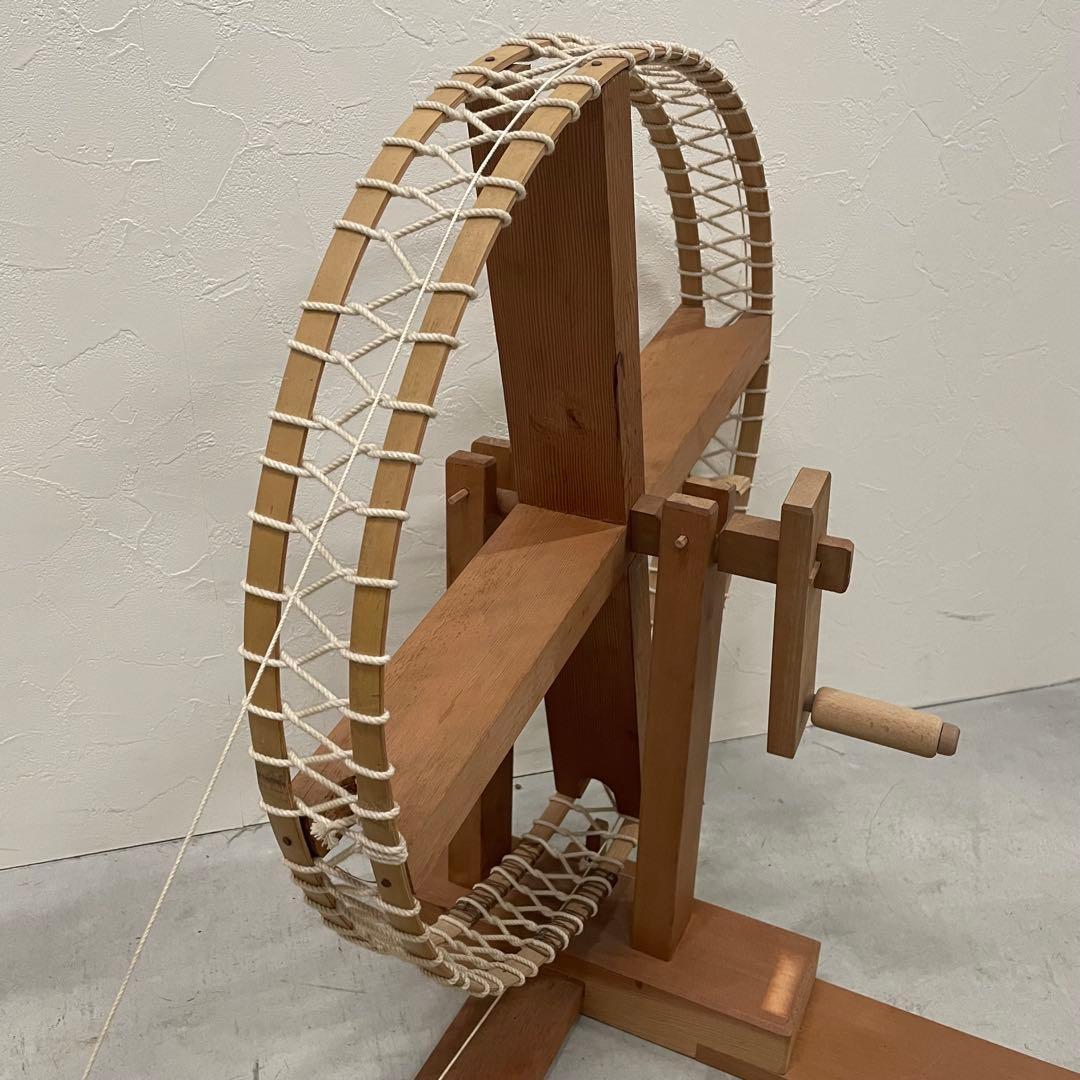 稲垣機料 竹製紡車 管巻機 糸巻き機 手織り道具 織り物 機織り機 糸車