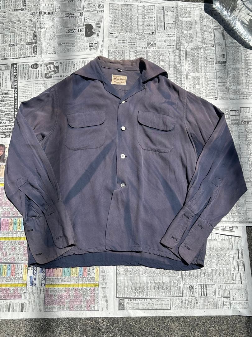 トップス 50s Sun fade rayon gabardine shirt Gabardine Blue 1950s Vintage Casual Shirts for Men for sale | eBay