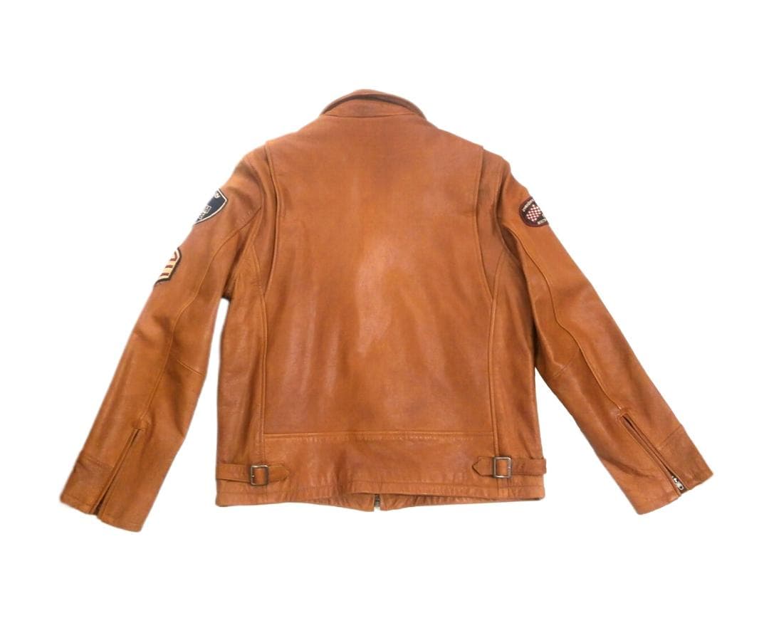 ローブローナックル ライダースジャケット ワッペン 山羊革 ブラウン