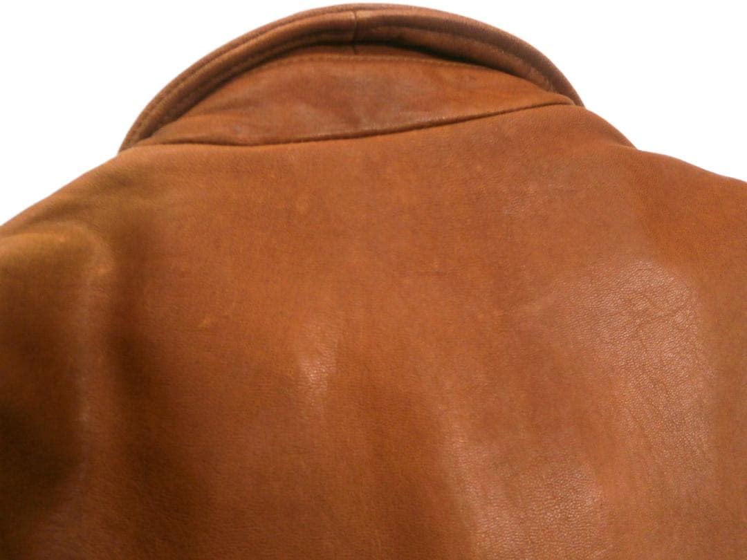 ローブローナックル ライダースジャケット ワッペン 山羊革 ブラウン