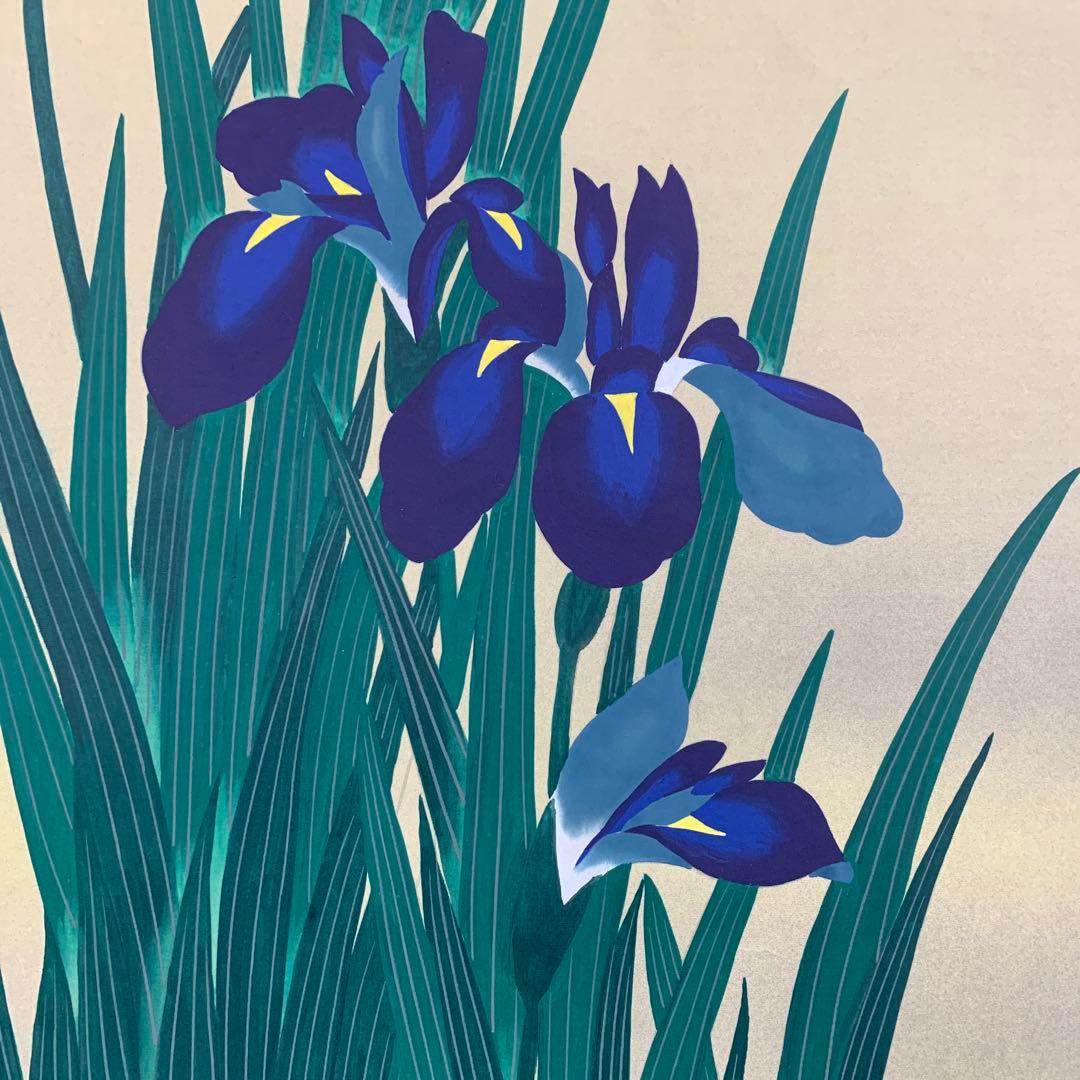 美品 掛け軸 酒井抱一筆 燕子花に水鳥図 二重箱 おもてなし 菖蒲