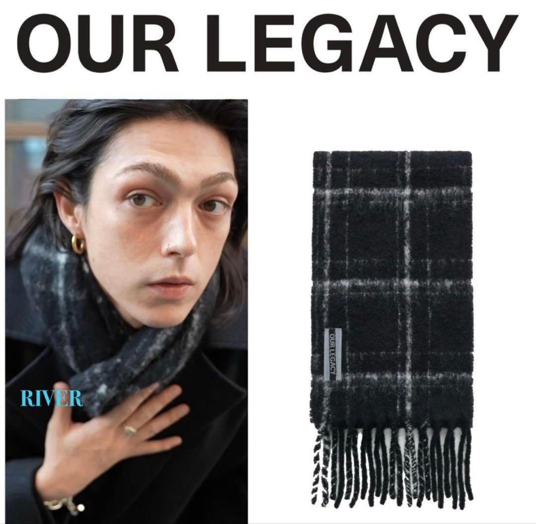 【OUR LEGACY】ESTATE SCARF / BROWN Check Our Legacy Estate Scarf Dorf Check Fuzzy Alpaca