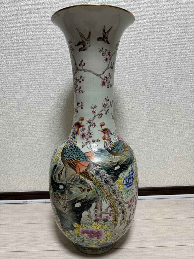 中国美術　花瓶　高さ約84センチ　アンティーク　時代物　工芸品 中国花瓶 ミニチュア 壺 中国美術 工芸品 骨董品 花 彫刻 花器 花瓶