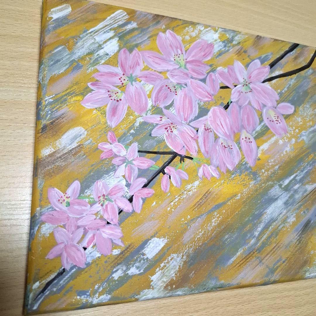 桜の花の絵画 アクリル画 F3号 キャンバス 原画 アート 風景画 - メルカリ