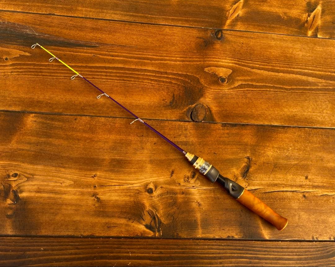 穴釣りセット アイスフィッシング 穴釣りロッド 天然木グリップ タイコ