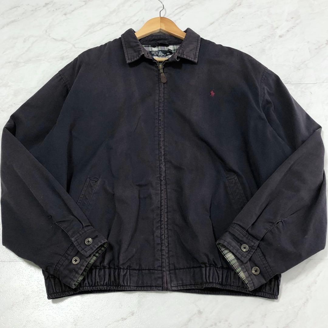 ナス紺】ポロ ラルフローレン スイングトップ チェック ハリントン 90s