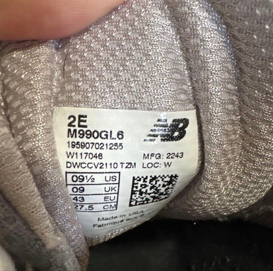 靴 New Balance 990V6 \"Gray\" 27.5 Width 2E