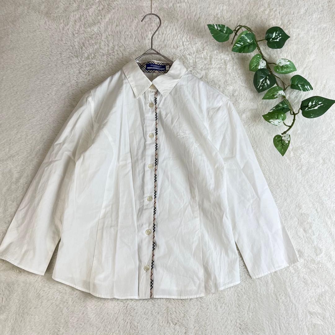 バーバリーブルーレーベル 七分袖シャツ ノバチェック ホースロゴ刺繍