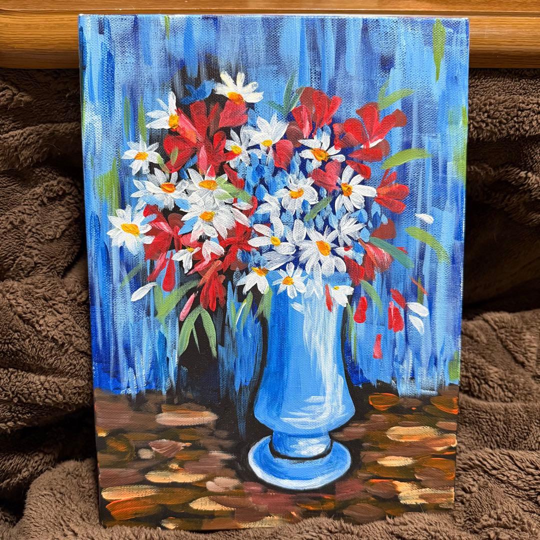 印象派風 花瓶の花油彩画 アート 絵画 - メルカリ