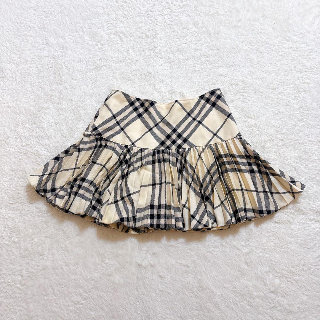 美品]バーバリーブルーレーベル ノバチェック柄 ミニスカート プリーツ