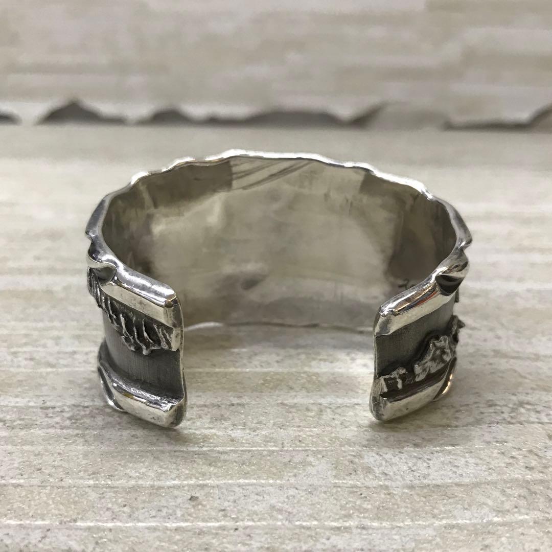 nm-237) Big hand 頭銀 K18 全金イーグル 特注バングル ーーーー