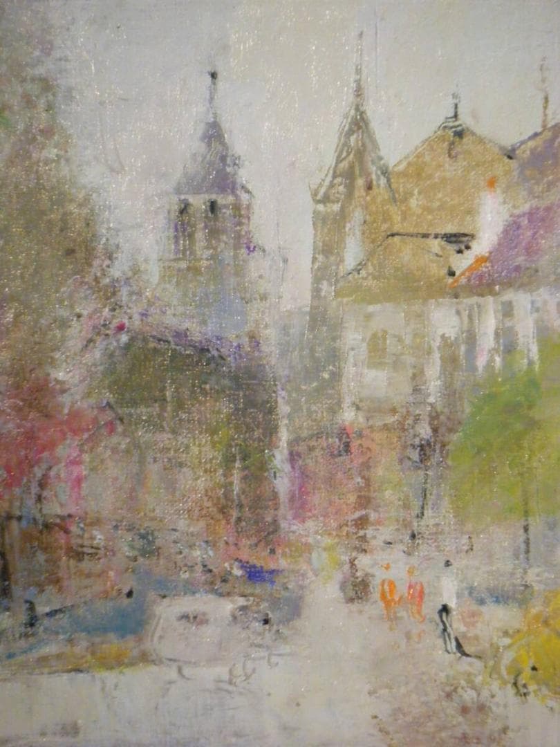 【真作】絵画　樫原隆男　油彩4号　ローザンヌ　三軌会審査員　逸品　T40