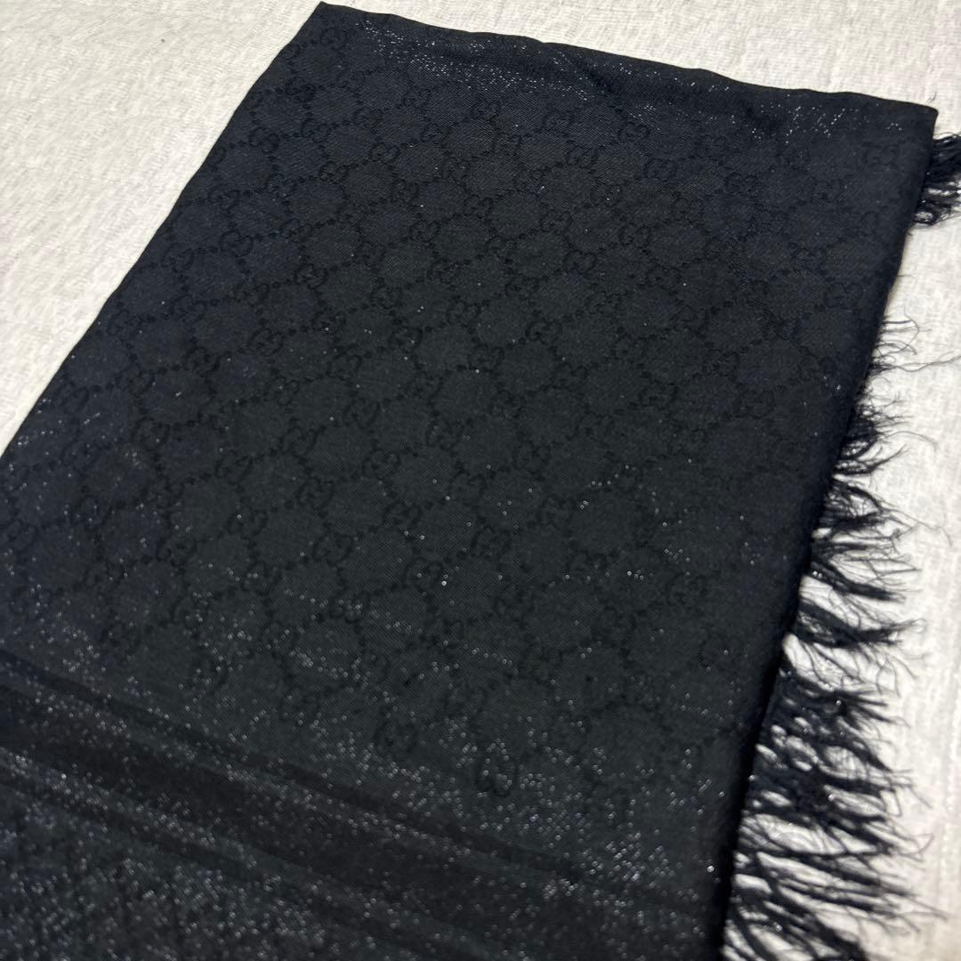 GUCCI グッチ GG大判ストール ラメ シルク混 ブラック - メルカリ