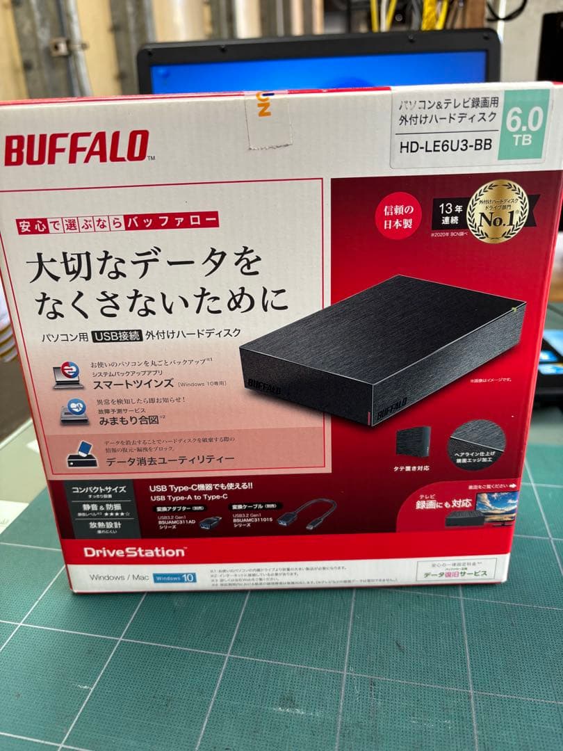BUFFALO 6.0TB 外付けハードディスク HD-LE6U3-BB