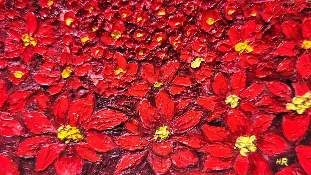 油絵 絵画 【ポインセチア畑】