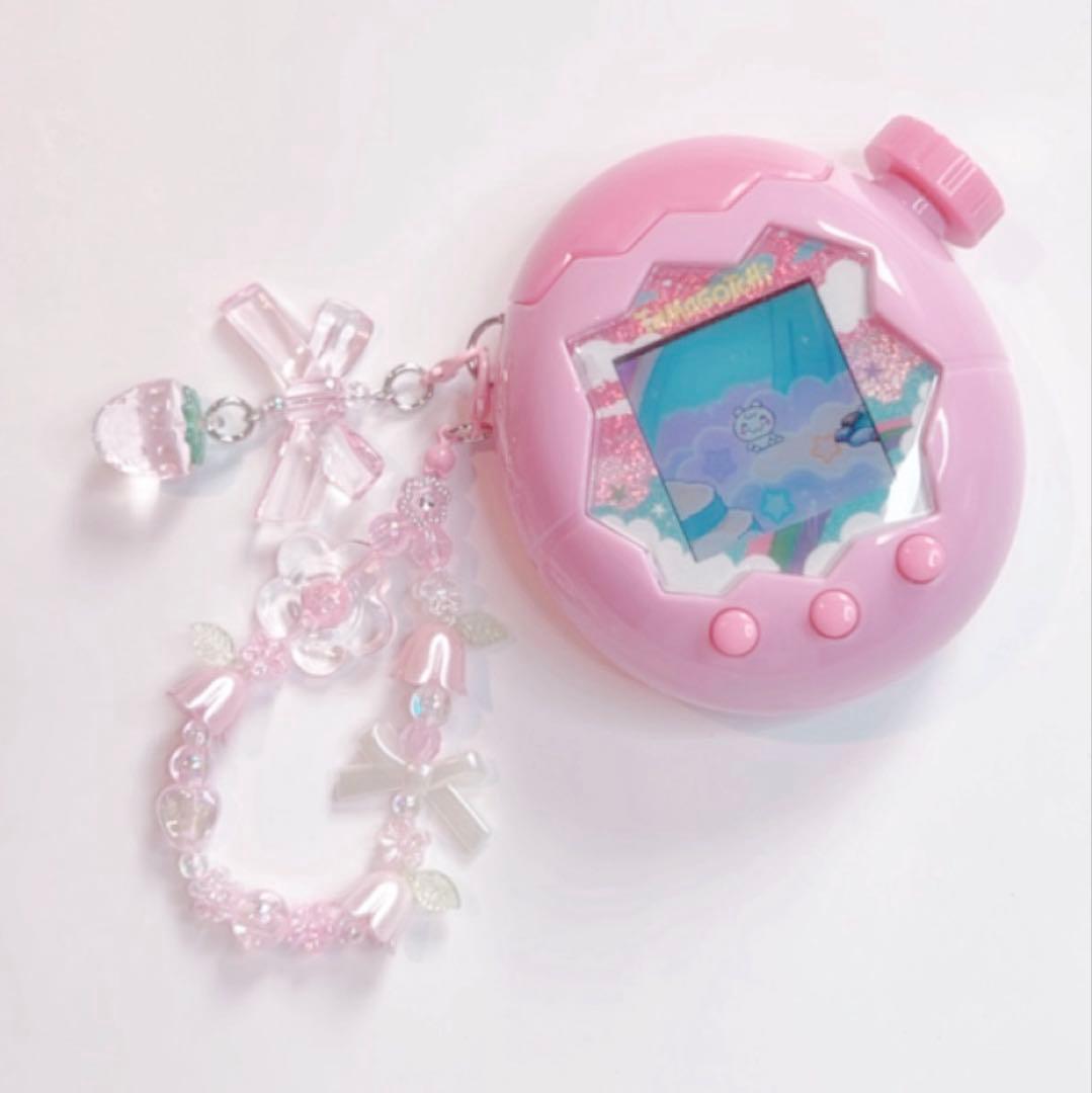 たまごっちパラダイス♡ビーズストラップ♡ リボン ハンドメイド