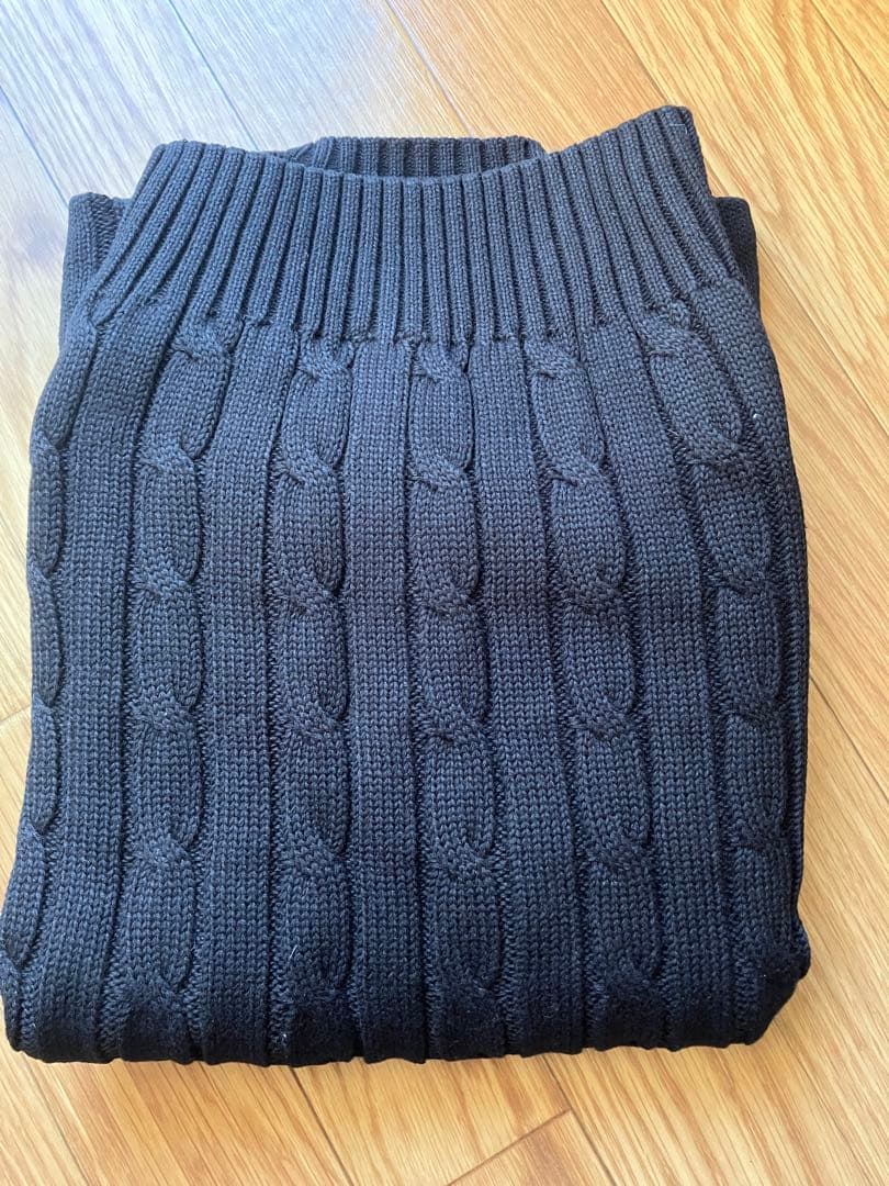 新品】ポロラルフローレン ケーブルニット ブラック M 紫ポニー