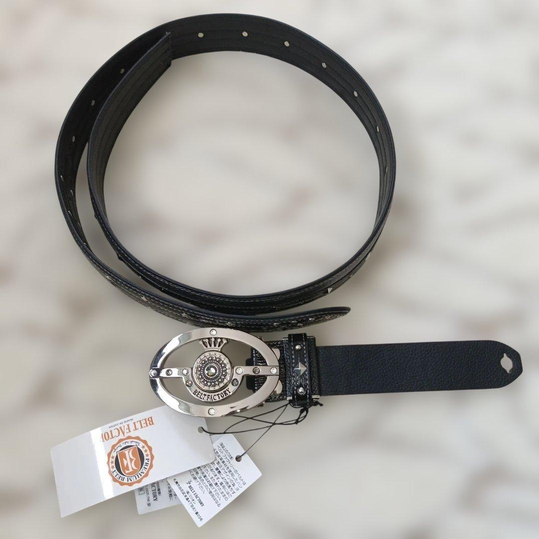 極美品】牛革ベルト BELTFACTORY マーカー付き 黒 ゴルフ 北海道