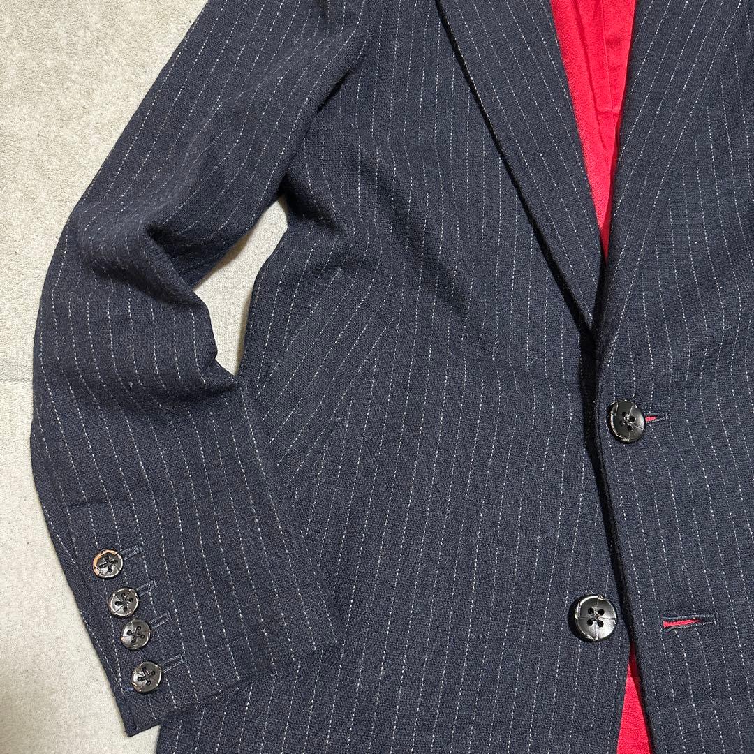 ドロヘドロ　煙　チェスターコート　メンズM ロング　ネイビー　ストライプ　グッズ