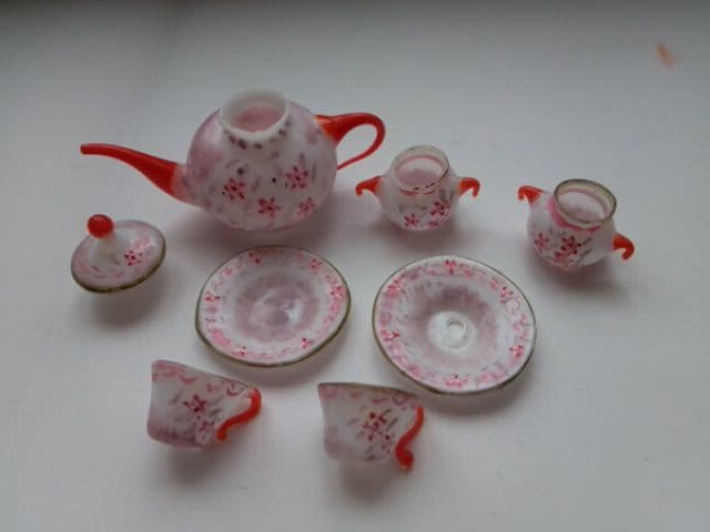 アンティーク　Germany U.S.Zone　ミニチュア　手吹きガラスセット