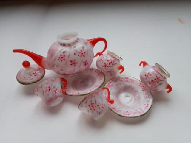 アンティーク　Germany U.S.Zone　ミニチュア　手吹きガラスセット