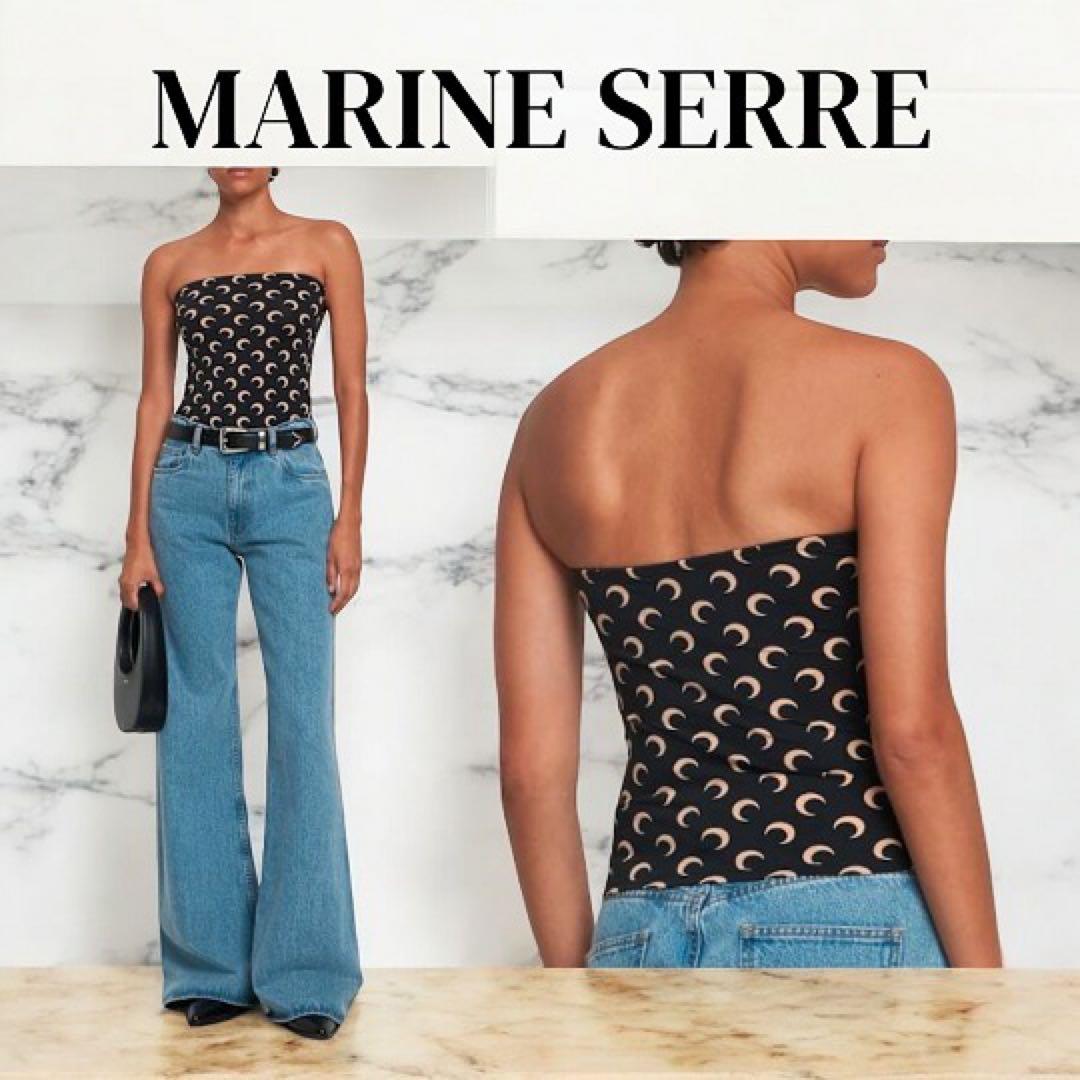 MARINE SERRE ベアトップ　新品 MARINE SERRE（マリーンセル） マリーン セル キャミソール Moon Logo