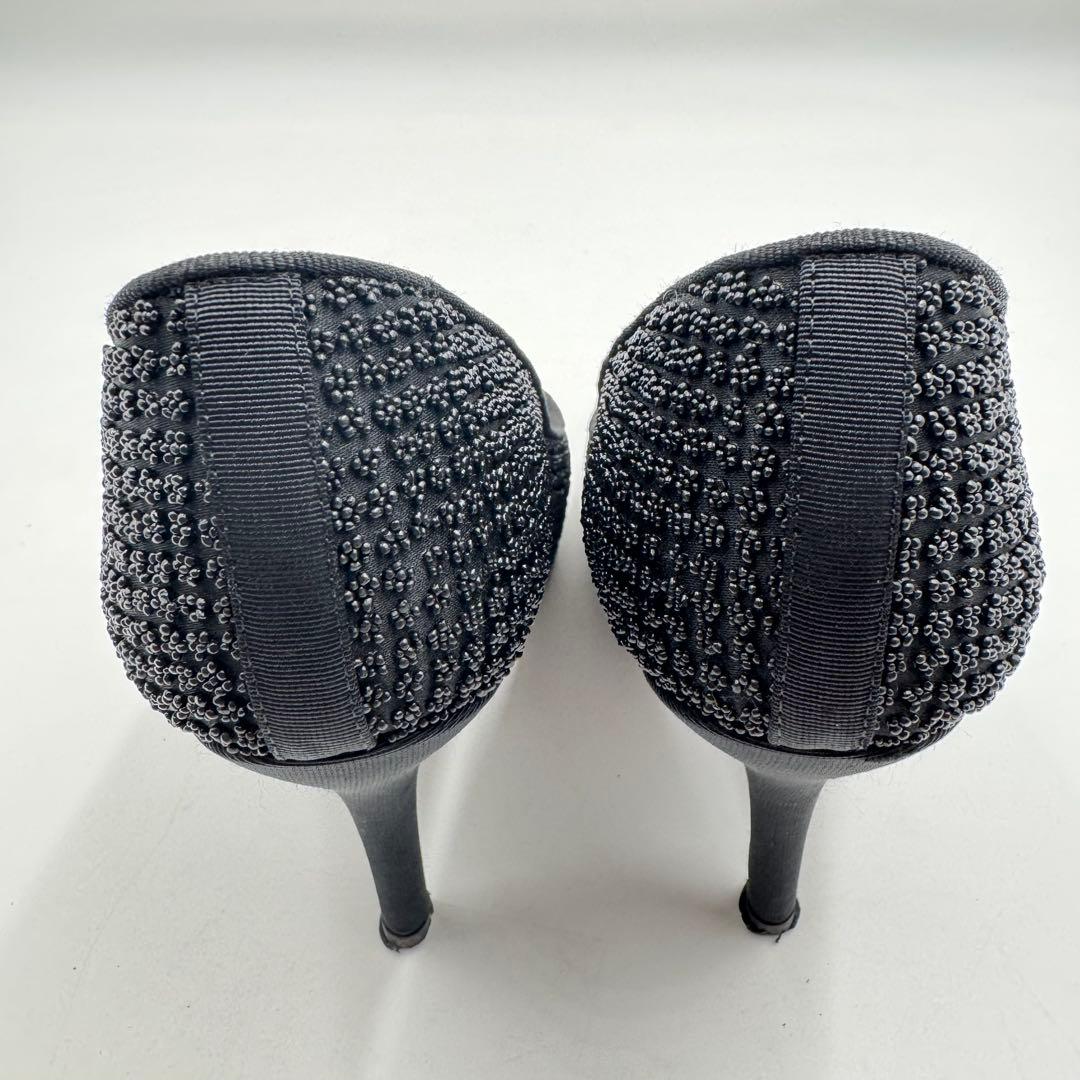 美品✨CHANEL ハイヒール　ココマーク　ブラック　サテン　23.5cm