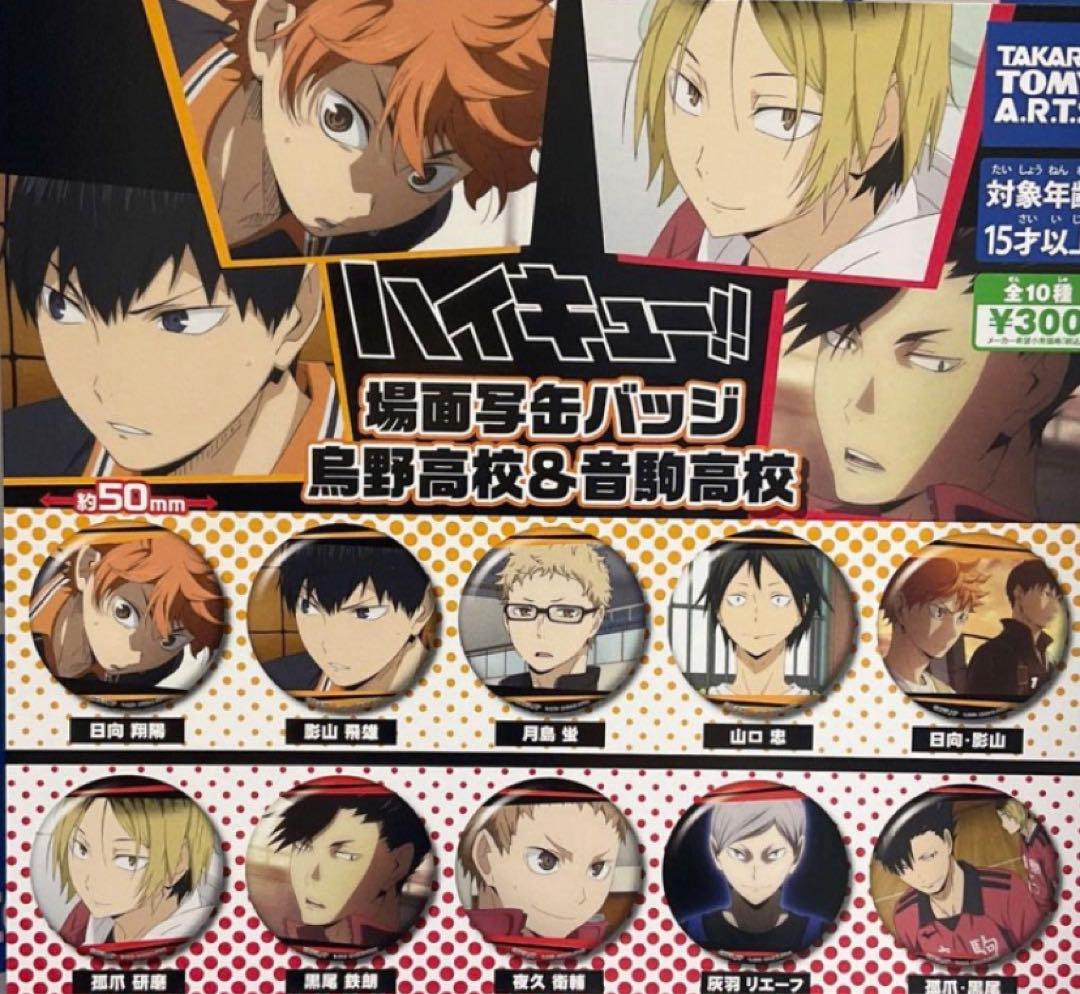 ハイキュー！！場面写缶バッジ 烏野高校＆音駒高校 ガチャ