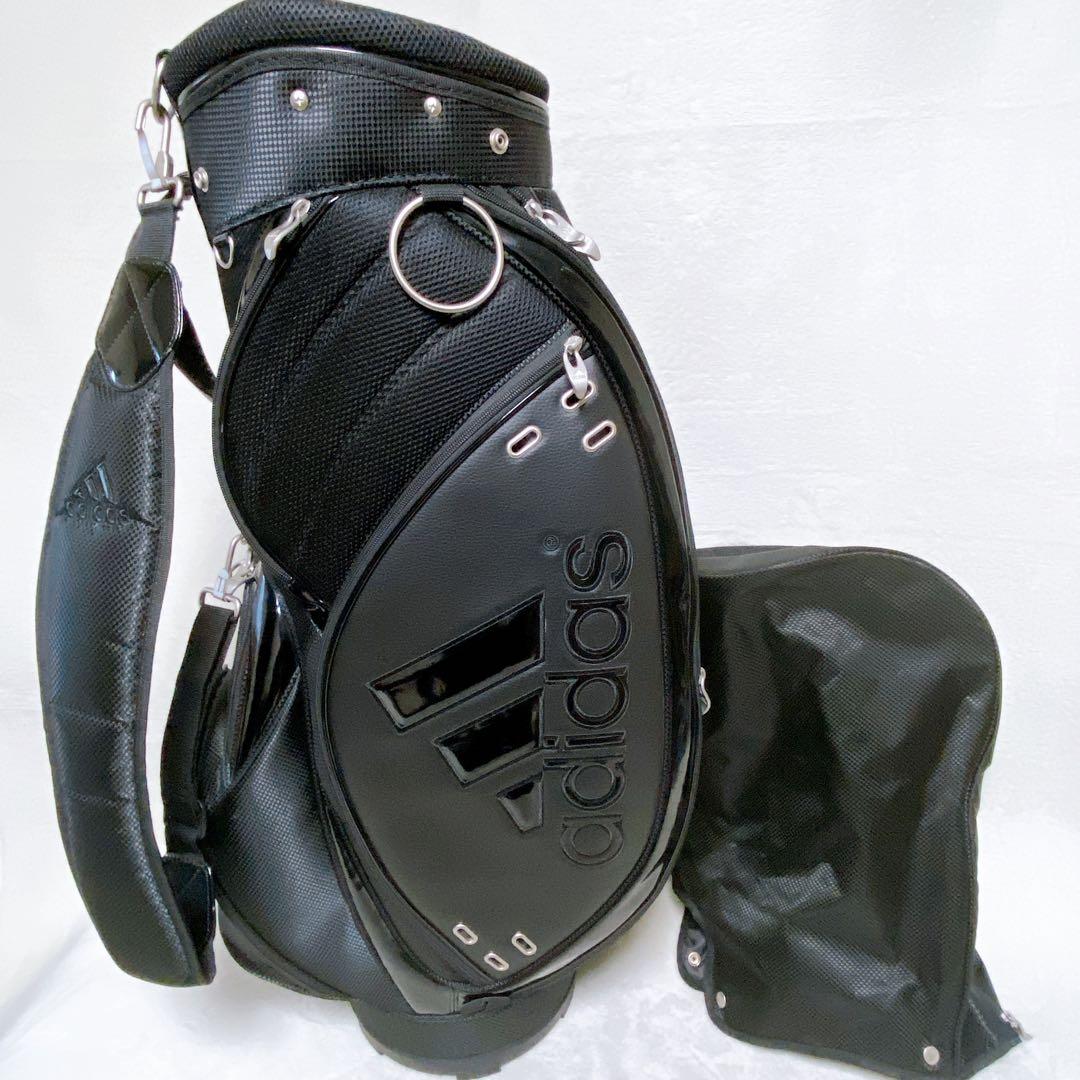 adidasアディダス キャディバッグ オールブラック ロゴ 9型 カート
