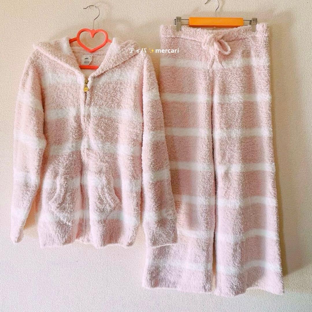 新品未使用】ジェラートピケ ルームウェア 上下セット 薄ピンク×白