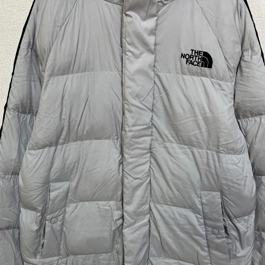 ノースフェイス】中綿ロングコート Tball グレー 刺繍 デカロゴ 肩ロゴ3K