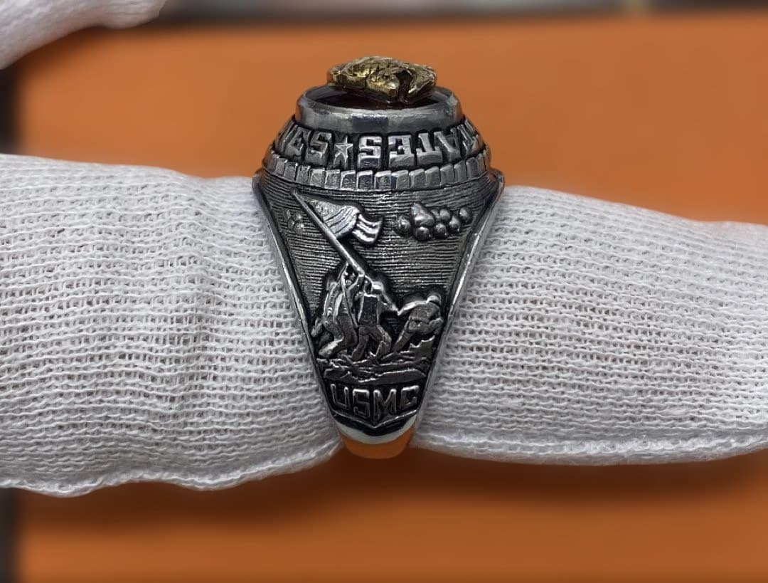 超希少♪アメリカ海兵隊 ヴィンテージ カレッジリング 925 クレスト