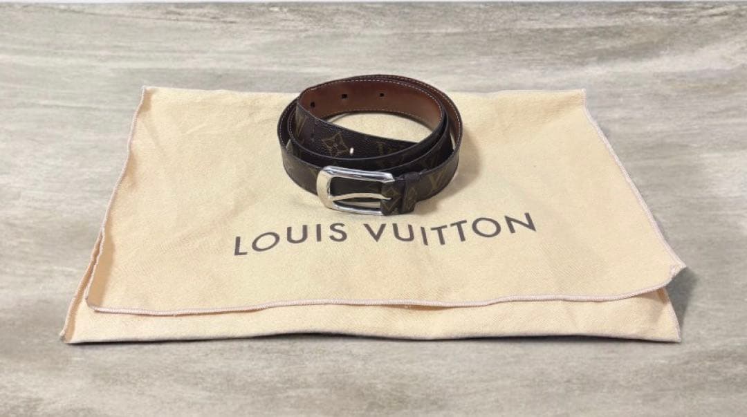 LOUIS VUITTON ブラウンレザーベルト 中古・古着通販】LOUIS VUITTON (ルイ ヴィトン) レザーベルト