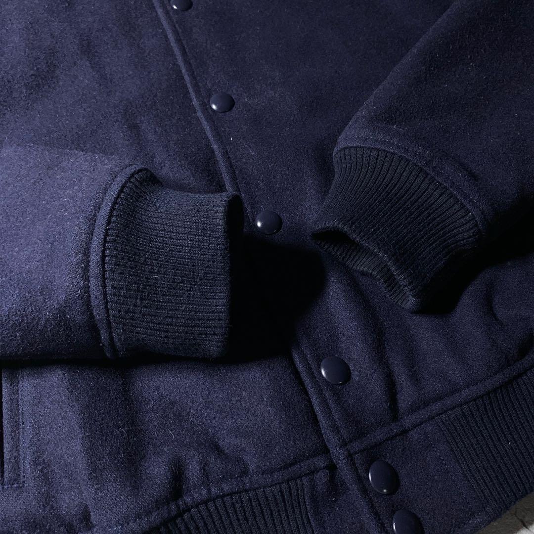 00s〜 OLD GAP メルトンウール 短丈 スタジャン ネイビー 無地 S