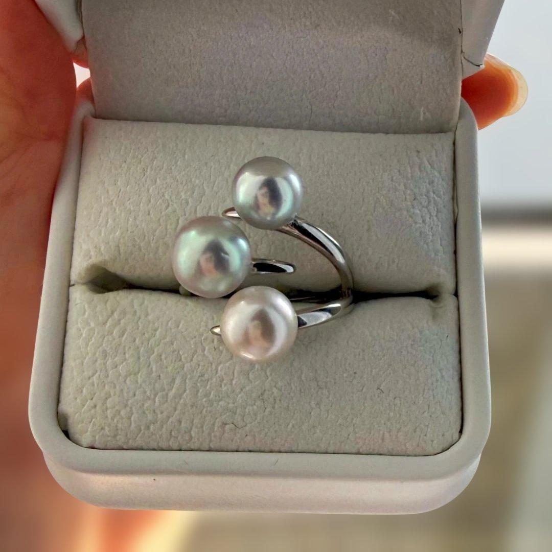 特✨希少アコヤ真珠 真多麻 3連パールリング SILVER925 | p.l.o - メルカリ