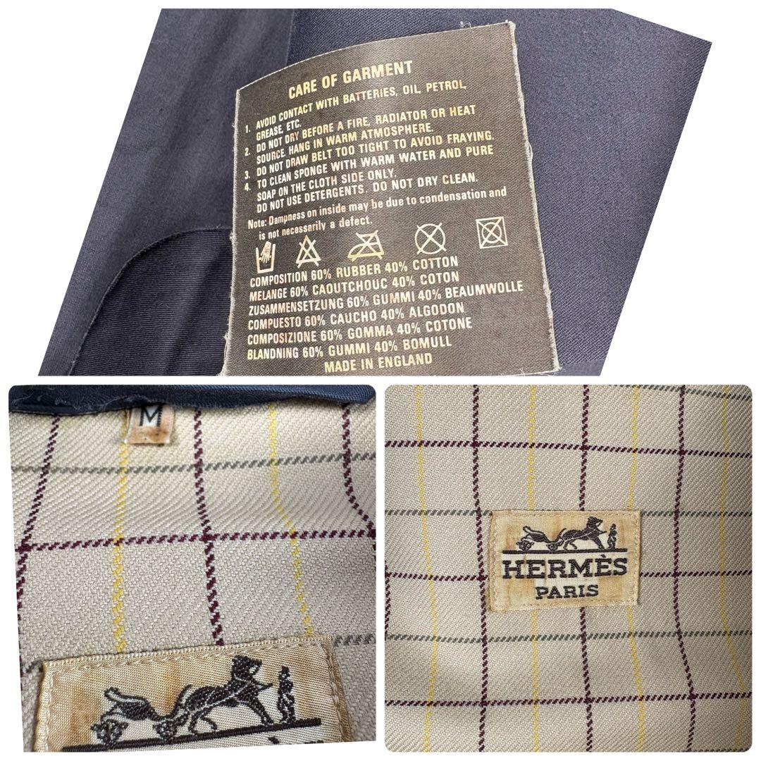 HERMES エルメス ゴム引き コート チンストラップ M 紺 バルマカーン