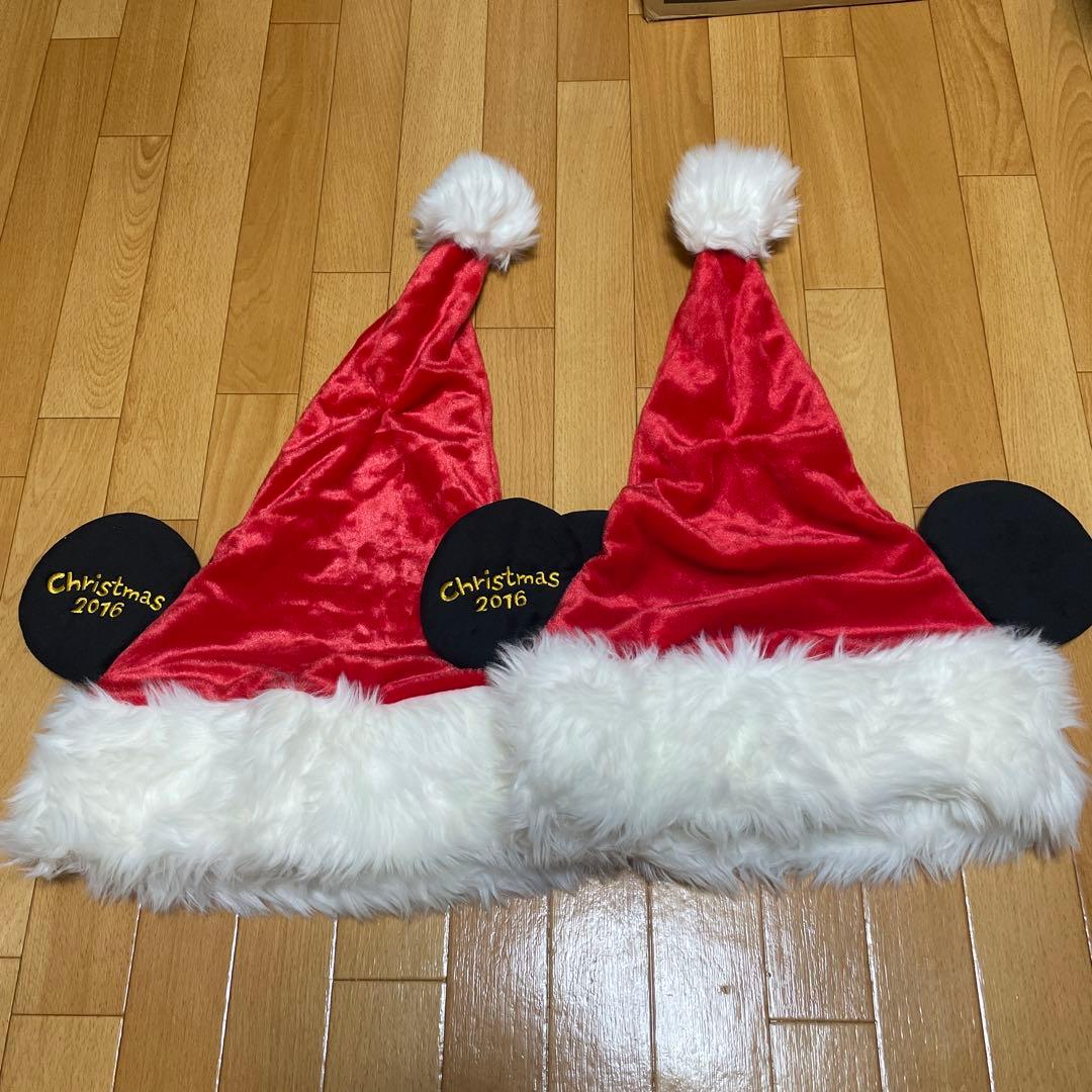 ディズニーリゾート クリスマス ミッキー サンタ キャップ 帽子 セット