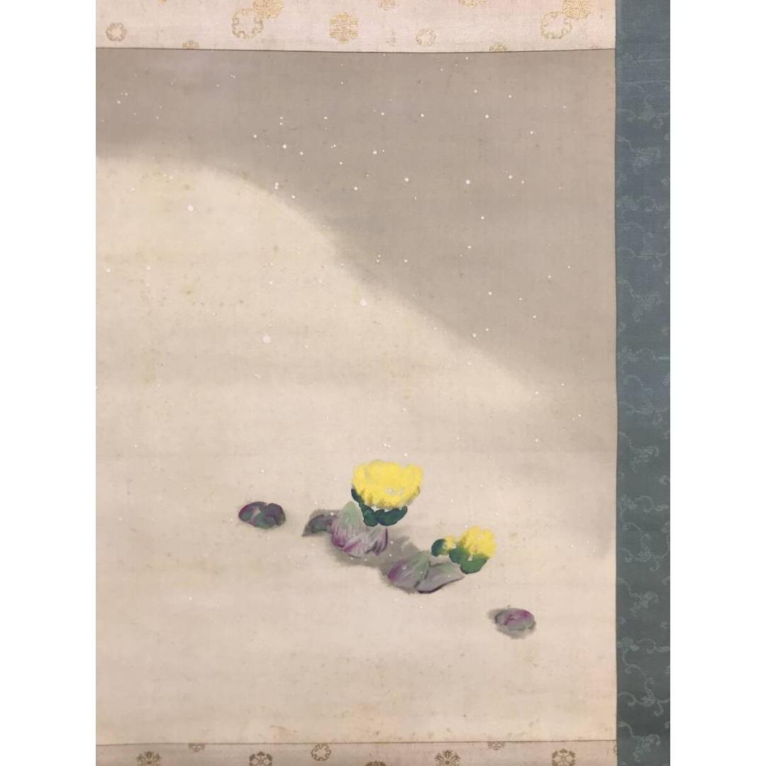 真作/山元桜月/春汀/雪中福寿草図/祝掛軸/正月掛軸/掛軸☆宝船☆AK-885