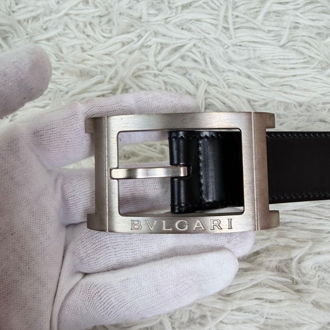 極美品/付属品完備✨ ブルガリ レザー ベルト レッタンゴロ シルバー