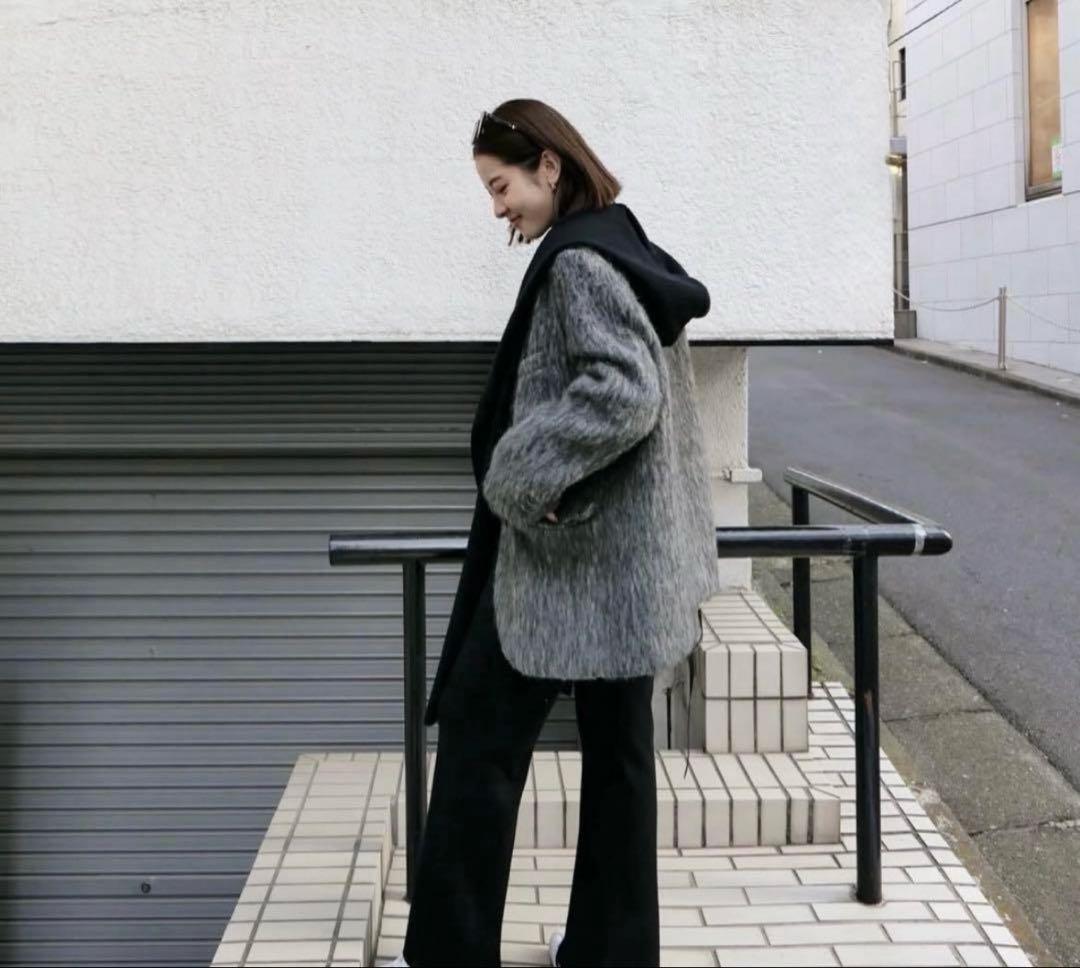 BASEMENT・美品 完売品□モヘアシャギージャケットコート - メルカリ
