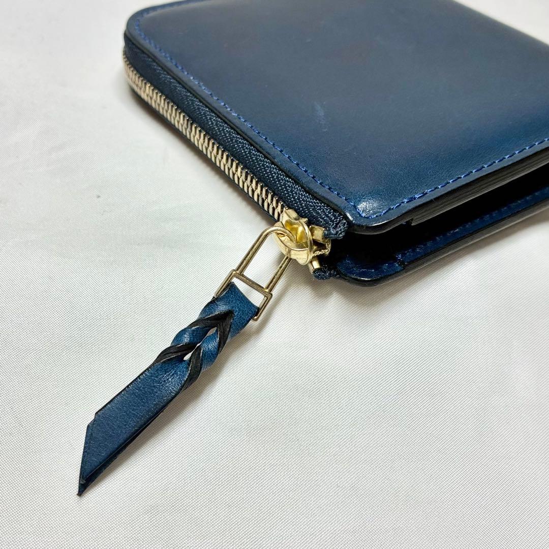 美品】 Munekawa ムネカワ L字ファスナー財布 クラム ブルー 人気