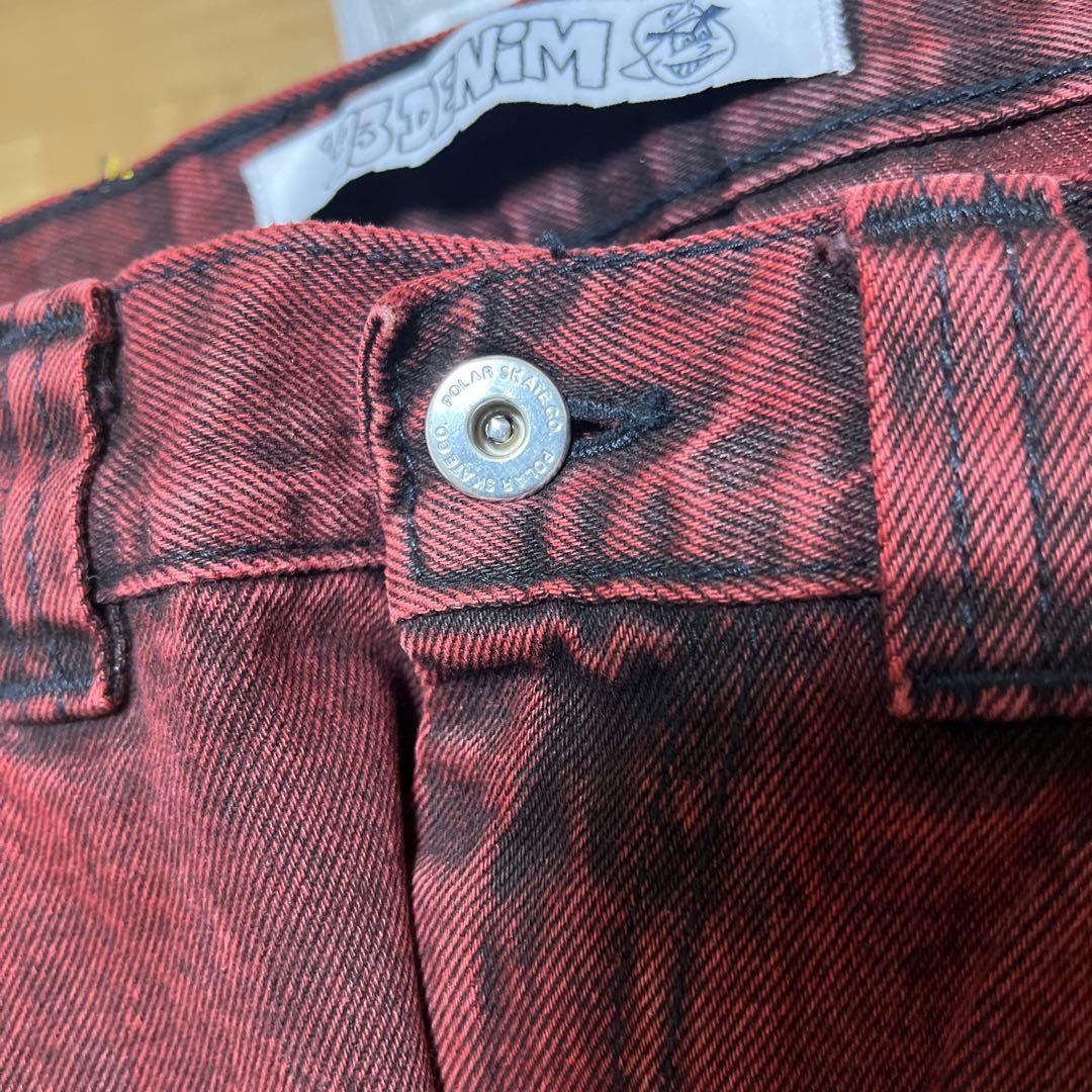 93 DENIM 赤 デニムパンツ 30 X 30 polar skate - メルカリ