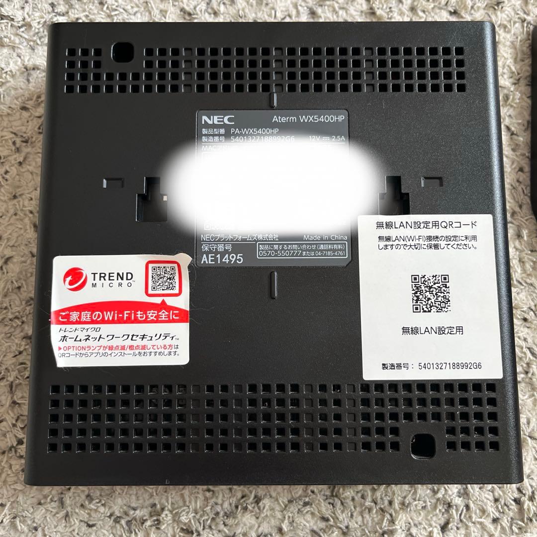 Aterm WX5400HP NEC Wi-Fiルーター 初期化、動作確認済み - メルカリ