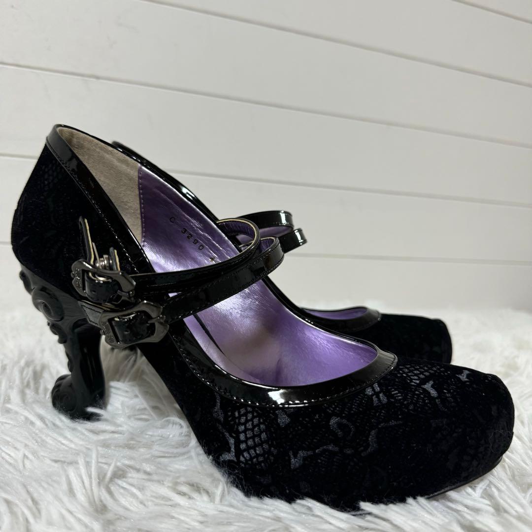 未使用級✨ANNA SUI アナスイ 猫足 レース ベロア ハイヒール パンプス