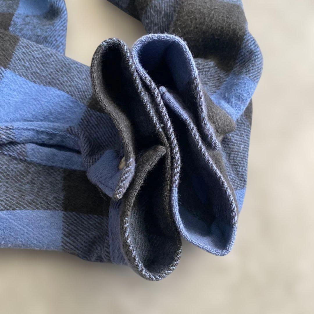 90sファイブブラザーFIVEBROTHERネルシャツUSA製Lブルー×ブラック